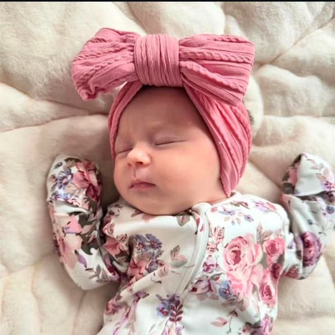 Fascia per Capelli Neonata a Maglia con Fiocco Morbida Elastica Jacquard Nylon per Neonati Bambini Accessori per Capelli