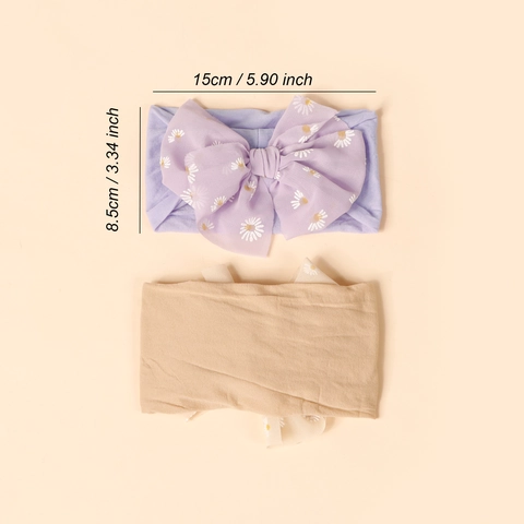 Bandeau Bébé Fille en Nylon Grand Nœud en Maille Marguerite Élastique Floral Accessoires Cheveux Doux pour Nourrisson