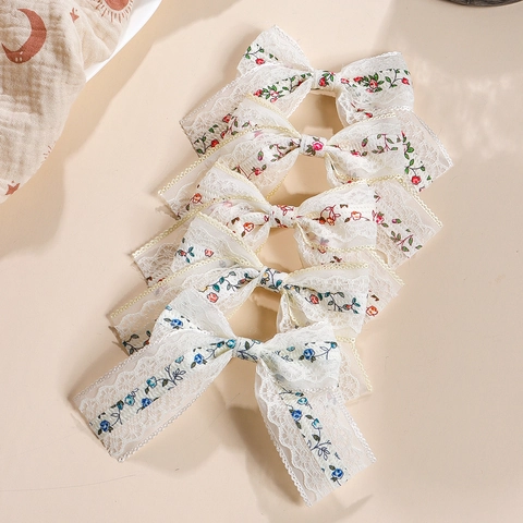 Fermagli per Capelli a Fiocco in Pizzo Floreale Vintage per Ragazze Fatti a Mano Clip a Coccodrillo Accessori per Capelli Bambini
