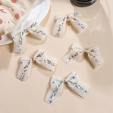 Fermagli per Capelli a Fiocco in Pizzo Floreale Vintage per Ragazze Fatti a Mano Clip a Coccodrillo Accessori per Capelli Bambini