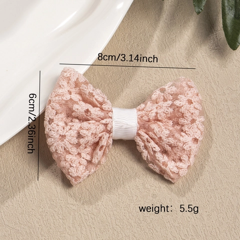 Handmade Lace Bow Hair Clips For Girls Embroidered Fabric Bowknot Alligator Clips Princess Hair Accessories For Children