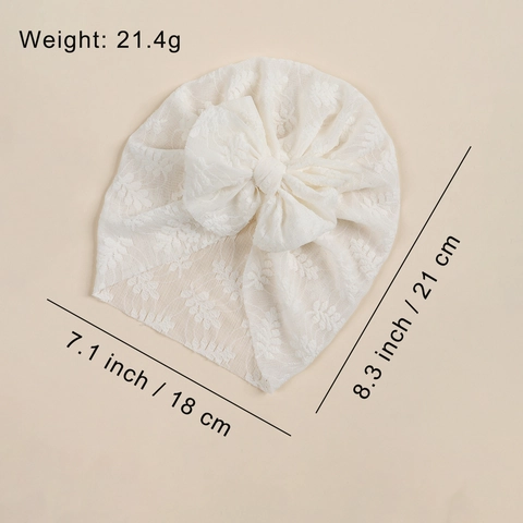 Cappello Turbante in Pizzo per Neonata Con Fiocco Grande Texture Floreale Morbida Berretto per Neonato Elastico Accessorio Foto