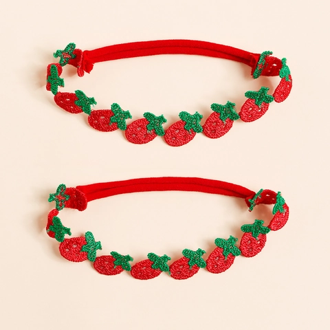 Fascia Elastica Neonato Ricamo Fragola Cuore Fiore Fascia per Capelli Tessuto Morbido Copricapo Accessori per Fotografia