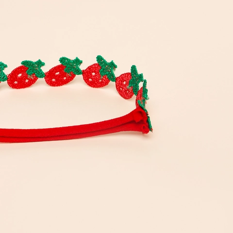 Fascia Elastica Neonato Ricamo Fragola Cuore Fiore Fascia per Capelli Tessuto Morbido Copricapo Accessori per Fotografia