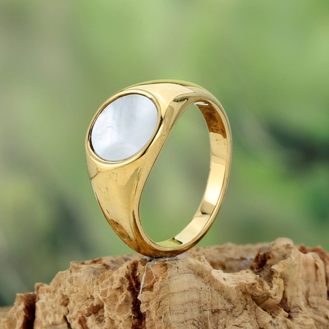 Anillo de Sello Minimalista de Acero Inoxidable para Hombre Mujer Chapado en Oro Negro Ovalado Lapislázuli Ojo de Tigre Gema Anillo de Moda Joyería