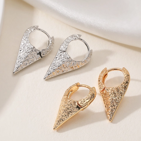 Pendientes de Cobre Geométricos Irregulares con Textura Martillada Vintage para Mujer Estilo Europeo Americano Oro Plata Joyas de Metal