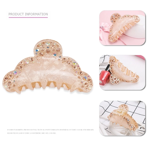 Grande Pinza per Capelli in Acrilico per Donna Elegante Fermaglio con Strass Porta Coda di Cavallo Accessorio per Capelli