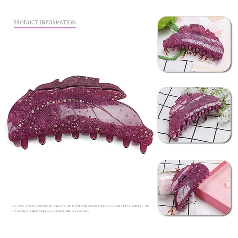 Grande Pinza per Capelli a Foglia in Acrilico con Strass Luccicanti Elegante Accessorio per Capelli Botanico Floreale per Donna Gioielli