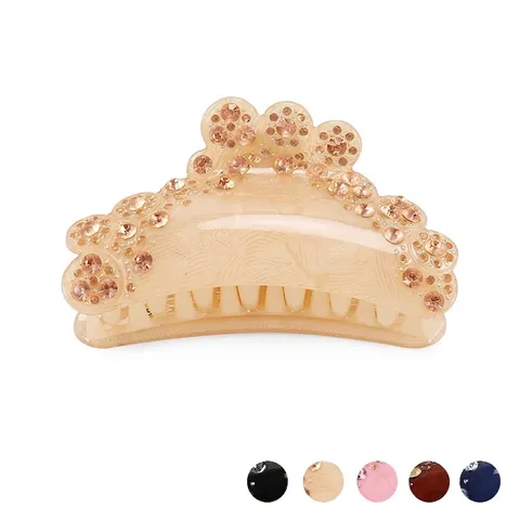 Pinza para el Cabello Grande de Acrílico con Strass Lazo de Flor Geométrico Calado para Mujer Accesorios de Peinado Elegantes Boda Fiesta