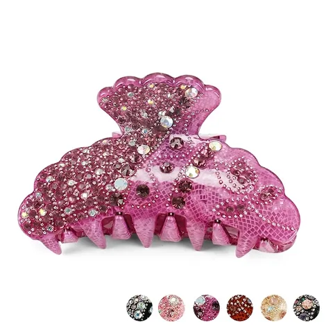 Lussuosa Pinza per Capelli in Acrilico con Strass per Donna Motivo Floreale Vintage Grande Fermaglio per Matrimonio Festa
