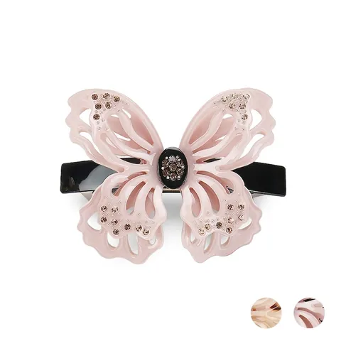 Elegante Fermaglio per Capelli a Farfalla 3D in Acetato Con Strass Lucenti Molletta a Molla Doppio Strato Accessorio Donna