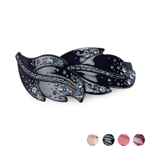 Pasador de Pelo con Forma de Hoja de Strass Elegante Clip de Resorte de Acrílico para Mujer Accesorios de Boda Fiesta