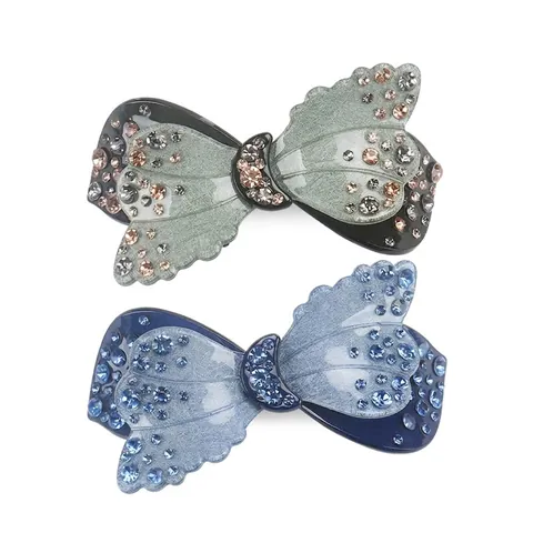Elegante Pinza de Pelo de Mariposa con Diamantes de Imitación Hecha a Mano de Acrílico de Resorte Accesorios para el Cabello para Mujer Boda