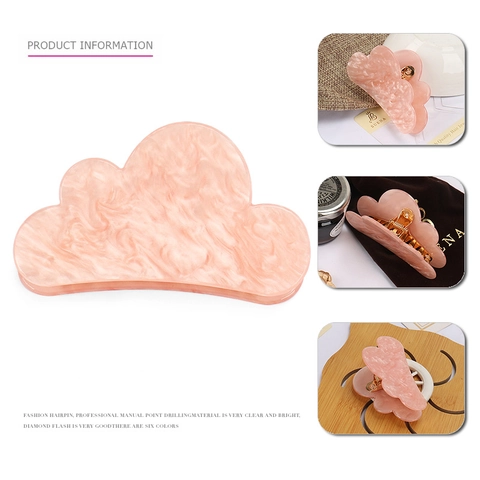 Süße Wolkenform Marmor Textur Acryl Haarkralle Für Damen Elegante Strass Handgefertigte Große Haaraccessoires