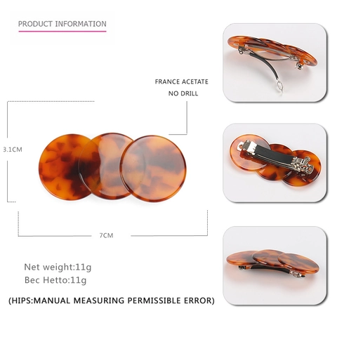 Vintage Marble Texture Acetate Hair Clips For Women Elegant Round Tortoiseshell Pattern Hairpin French Style Hair Accessories
