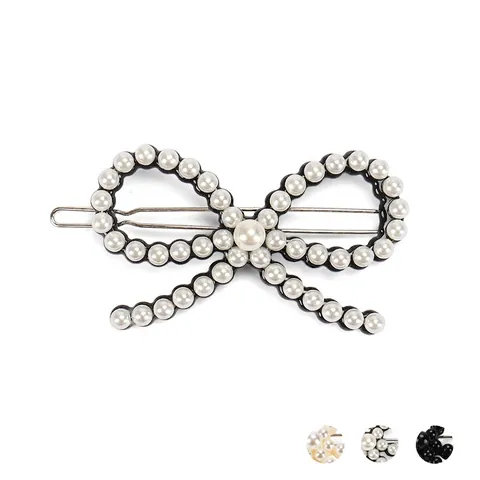 Elegante Fermaglio per Capelli con Fiocco e Perle Artificiali in Acetato Francese per Donna Accessori Capelli Stile Coreano