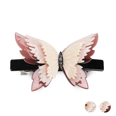 Handgefertigte Französische Acetat Schmetterling Haarklammer Elegante Strass Geschichtete Federklammer Retro Damen Haarschmuck