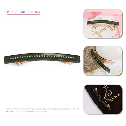 Pinza para el Cabello de Acetato Minimalista para Mujer Incrustado con Diamantes de Imitación Elegante Soporte para Coleta Moda