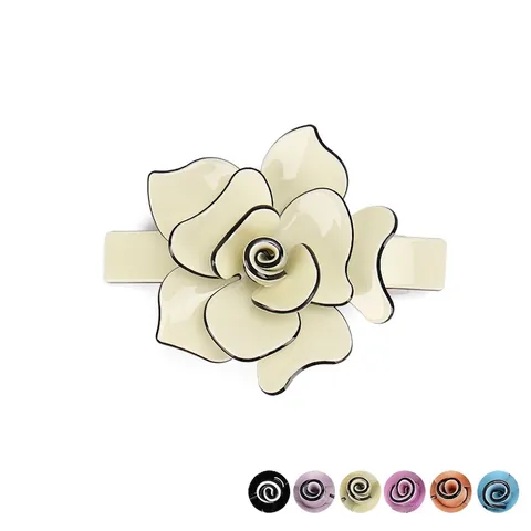 Pince à Cheveux à Ressort en Acrylique Fleur de Rose Vintage Élégante Camélia Épingle à Cheveux Fait Main Accessoire pour Femme