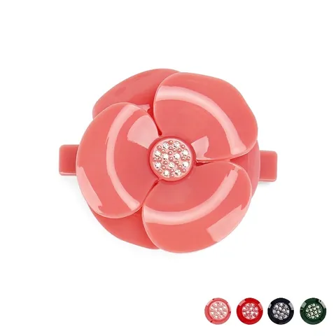 Pinza para el Cabello de Camelia Elegante Color Sólido Acetato Diamantes de Imitación Flor de Resorte para Mujer Accesorio de Tocado Estilo Clásico Francés
