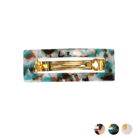 Fermaglio per Capelli Rettangolare in Acetato con Clip a Molla Minimalista con Motivo a Marmo e Tartaruga Barrette Geometrica per Donna