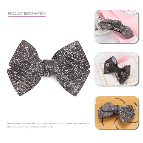 Fermaglio per Capelli con Fiocco in Strass Scintillante Clip a Molla in Acetato Elegante Barrette per Donna Festa Matrimonio Accessorio per Capelli