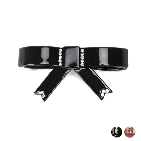 Elegant Acetate Bow Knot Hair Clip With Sparkling Rhinestones Stable Spring Hair Barrette For Women Girls Hair Accessories