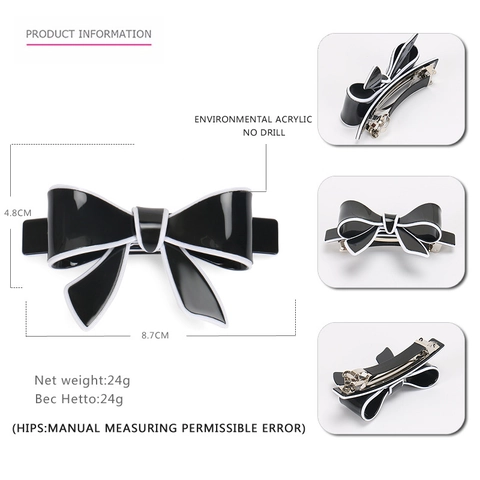 Minimalist Acrylic Bow Hair Clip With Black Outline For Women Elegant Butterfly Knot Spring Clip Ponytail Holder Accessory