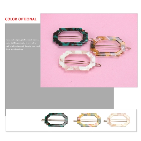 Geometrische Acetaat Haarclip Voor Dames Marmer Schildpad Patroon Holle Eendebek Kikkerclip Elegante Minimalistische Haaraccessoires