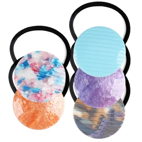 Einfache Mode Acryl Acetat Runde Haargummis Für Damen Marmormuster Geometrische Elastische Haarseile Tägliche Haar Accessoires