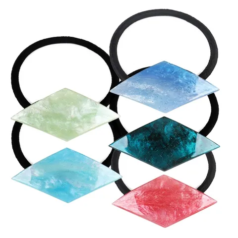 Geometrischer Rhombus Acryl Haargummi Marmor Textur Elastisches Haarseil Für Damen Mode Koreanischer Stil Haarschmuck