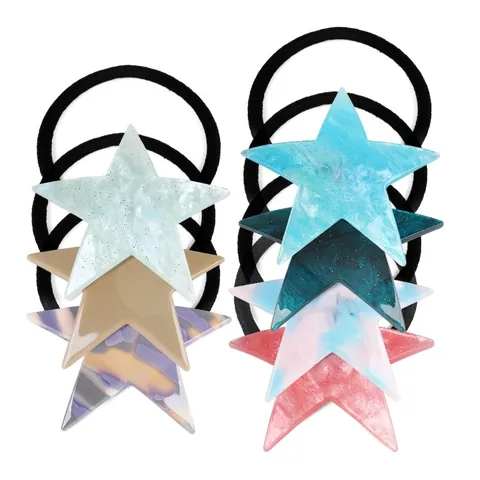 Damen Acryl Stern Haargummi Modisch Marmormuster Elastisches Haarseil Für Vielseitige Tägliche Haarstyling Accessoires