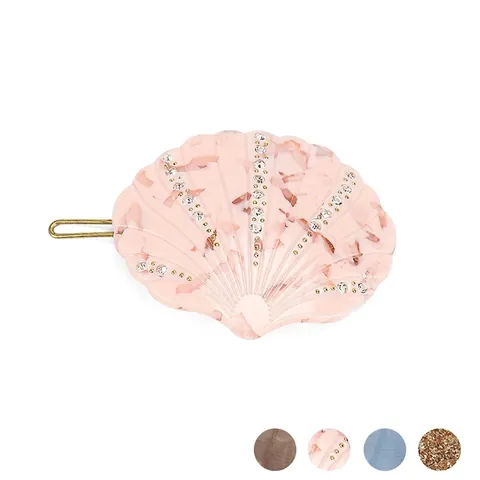 Pinza para el Cabello de Acetato Dulce Coreana Forma de Concha con Strass Patrón de Mármol Accesorios para Mujer
