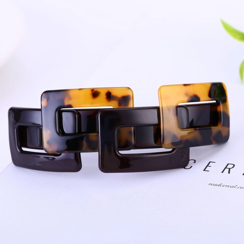 Pince à Cheveux en Acétate Grande Géométrique à Ressort Rétro Épissage Carré Barrette Française Élégante Épingle à Cheveux Pour Femmes Accessoires Mode