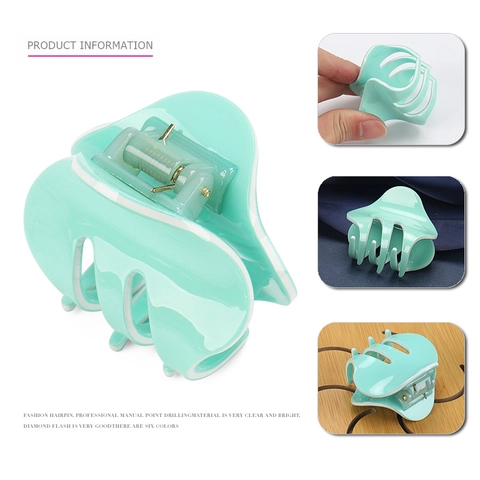 Pinza para el Cabello de Acrílico Color Sólido Caramelo Acabado Brillante Soporte para Coleta Accesorios de Peluquería para Mujer