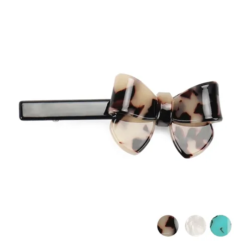 Molletta a Becco d'Anatra in Acetato di Cellulosa con Fiocco Retro Texture di Marmo Vintage per Donna Accessori Eleganti
