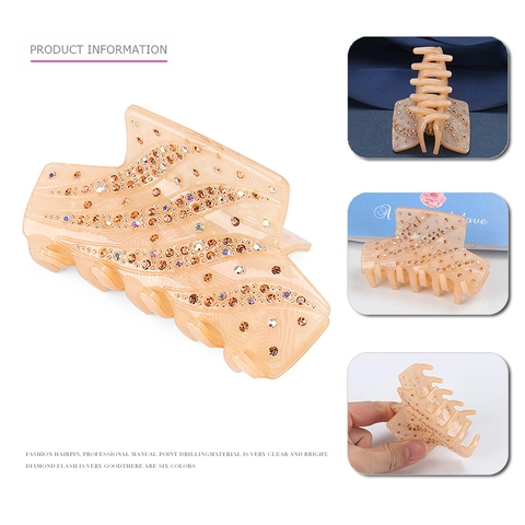 Pinza de Pelo de Acrílico con Strass para Mujer Elegante Patrón de Ondas Geométrico Accesorios para el Cabello Barrette