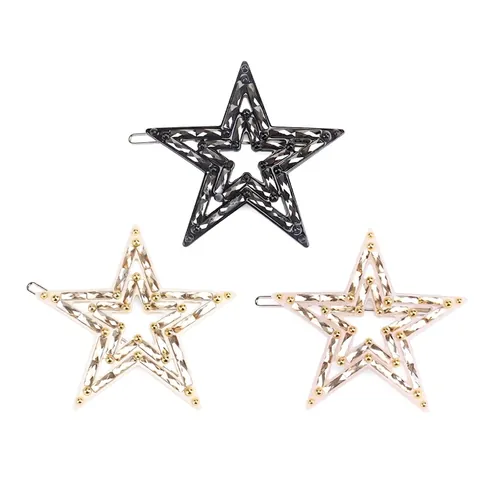 Luxe Celluloseacetaat Stervormige Strass Haarclip Elegante Zijclip Sprankelende Ster Haaraccessoires Voor Dames Sieraden