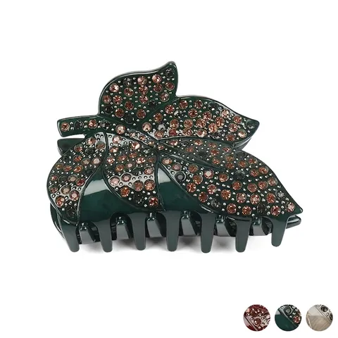 Eleganter Acryl Blatt Haarkralle Mit Funkelnden Strasssteinen Großer Rutschfester Mode Haarschmuck Für Damen Tägliche Party Verwendung