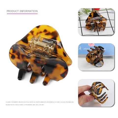 Vintage Acetate Hair Claw Clip Leopard Print Tortoiseshell Geometric Hairpin Ponytail Holder Fashion Hair Accessories For Women