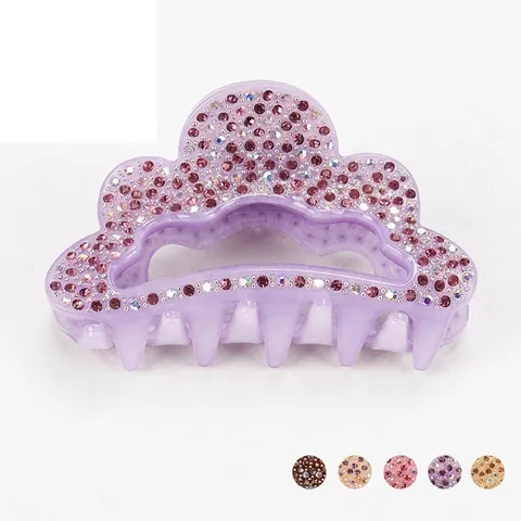 Fashion Acrylic Rhinestone Hair Claw Clip Elegant Wave Cloud Hollow Out Large Hairpin For Women Daily Party Hair Accessories