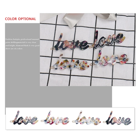 Damen Acetat Buchstaben Love Haarclip Mode Handgefertigt Buntes Marmormuster Seitenclip Minimalistisch Haarschmuck Haarnadel