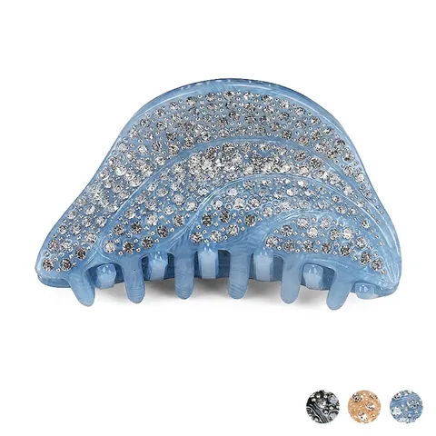 Korean Style Acrylic Rhinestone Hair Claw Clip Wave Pattern Snail Shape Elegant Handmade Hair Accessories For Women Party Daily