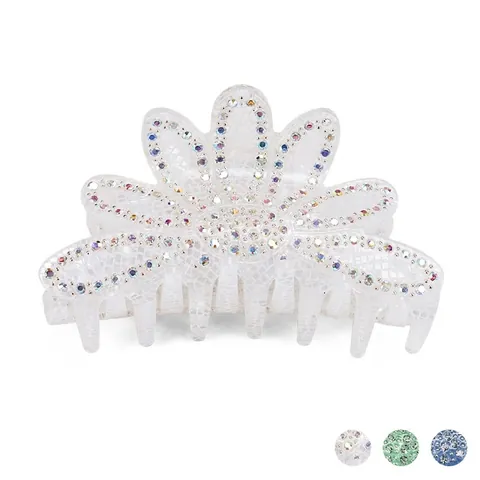 Large Acrylic Lotus Flower Hair Claw Clip Sparkling Rhinestone Fashion Hair Accessories For Women Hair Styling Grips