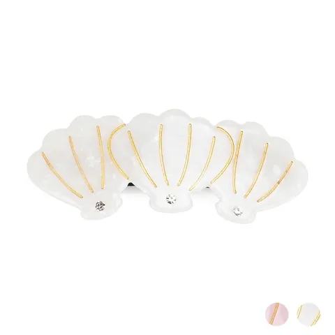 Pinza para el Cabello de Concha de Acetato Francés Con Strass Línea Dorada Dulce Tema Marino Accesorios para el Cabello Mujer