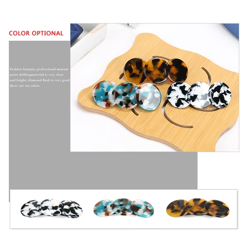 Vintage Handgefertigte Acetat Marmormuster Runde Haarspange Geometrische Feder Haarklammer Für Damen Schildpatt Mode Haarschmuck