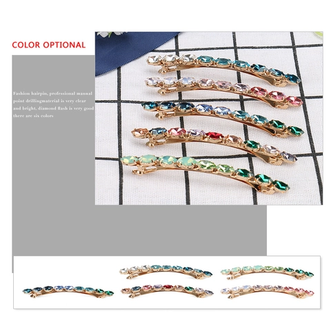 Vrouwen Elegante Legering Strass Veerclip Haarspeld Gradiënt Kristallen Haarnaald Handgemaakte Zijclip Haaraccessoires Voor Dagelijks