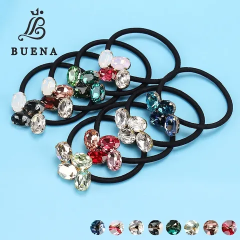 Eleganti Elastici per Capelli in Lega con Strass Ovali per Donna Lussuosi Cerchi per Capelli Elastici con Cristalli a Grappolo Accessori per Capelli alla Moda Fatti a Mano