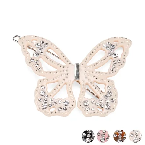 Schmetterling Acetat Strass Haarklammer Hohl Schleife Seitenclip Damen Mode Haaraccessoires