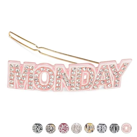 Acetat Strass Buchstaben Haarklammer Für Damen Funkelndes Englisches Alphabet Seitenclip Sunday Monday Ladyboss Mode Kopfschmuck